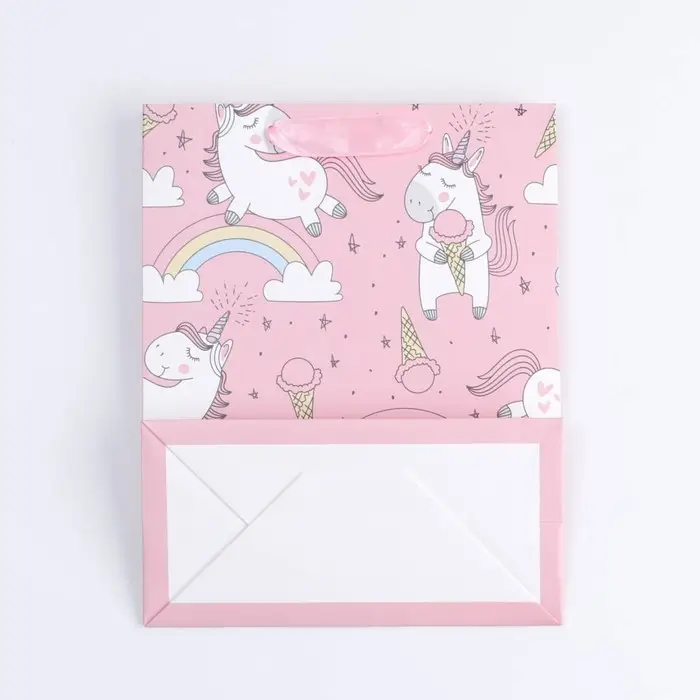 Пакет подарочный, упаковка, &laquo;Единорожки и радуга&raquo;, 20 х 16 х 8 см