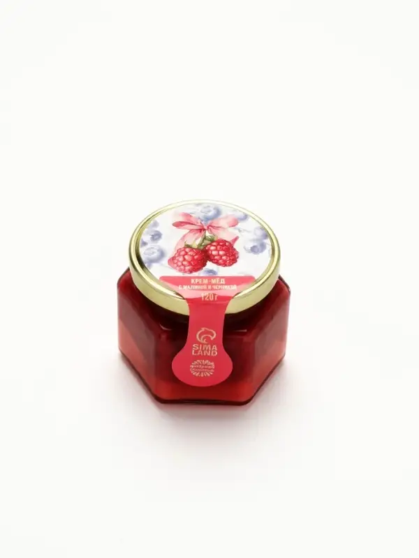 Набор с крем-мёдом, чаем и полотенцем в коробке "Весенний паттерн"