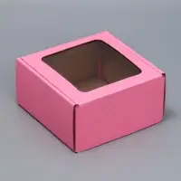 Коробка подарочная сборная с окном, упаковка, &laquo;Розовый&raquo;, 16 х 8 х 16 см