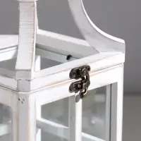 Деревянный подсвечник - фонарь на 1 свечу &laquo;Веранда&raquo;, набор 2 шт., белый состаренный, 35&times;15&times;15 см; 53&times;20&times;20 см