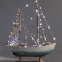 Фигурка декоративная &laquo;Корабль с сетью-парусом&raquo;, дерево, LED, 2хАА, 36&times;11&times;47 см