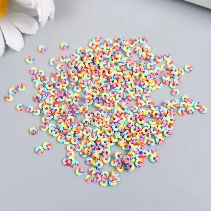 Бусины для творчества PVC "Колечки разноцветные фишки" набор &asymp; 330 шт 0,1х0,4х0,4 см