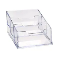 Подставка для визиток, прозрачная, 3 отделения