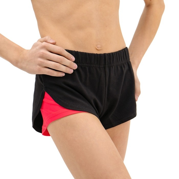 Шорты для гимнастики и танцев Grace Dance, р. 34, цвет чёрный/коралл Шорты для гимнастики и танцев Grace Dance, р. 34, цвет чёрный/коралл