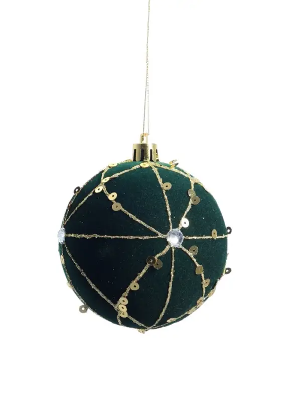 Ёлочные шары новогодние «Бархат. Фестиваль», набор 9 шт., d=8 см, геометрия, зелёный
