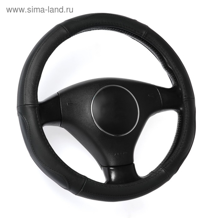 Оплетка на руль TORSO, натуральная кожа, размер 38 см, перфорированная вставка, черный Оплетка на руль TORSO, натуральная кожа, размер 38 см, перфорированная вставка, черный