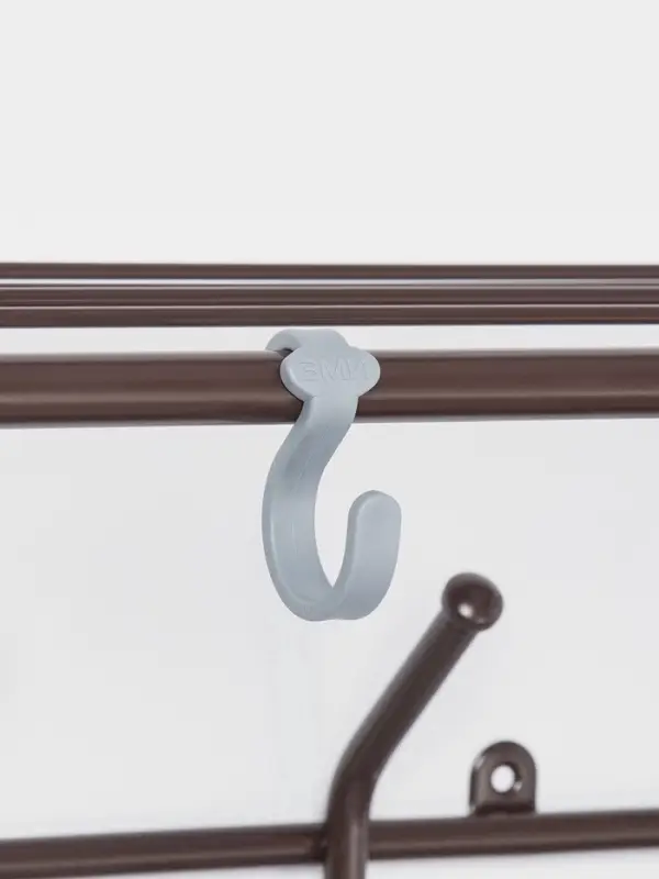 Вешалка настенная с полкой, 5 крючков, 60 см, коричневая