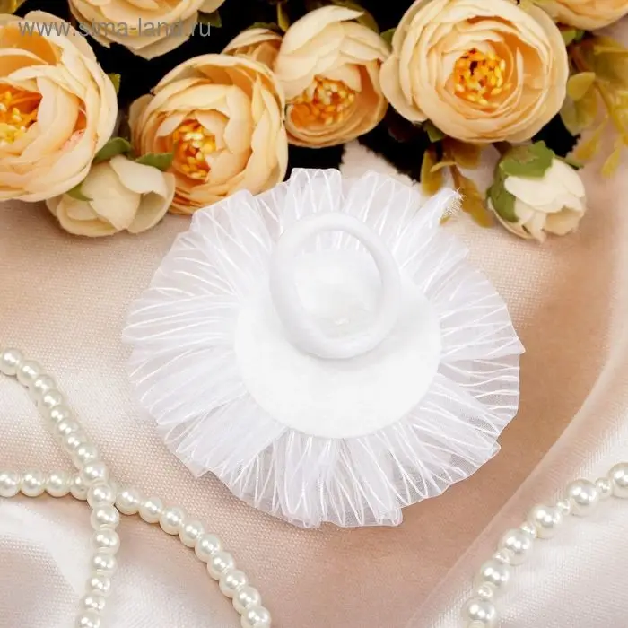 Резинка для волос бант «Школьница», полосатик стразинка, d=9 см, белая