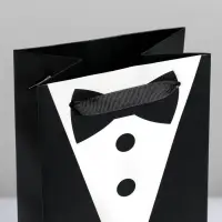 Пакет подарочный ламинированный под бутылку, упаковка, Present for man, 13 x 35 x 10 см