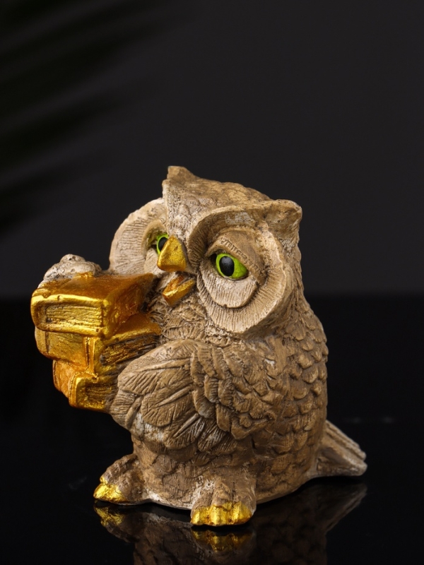 Фигура Фигура "Сова ученая" 8х9х7 см, бежевый