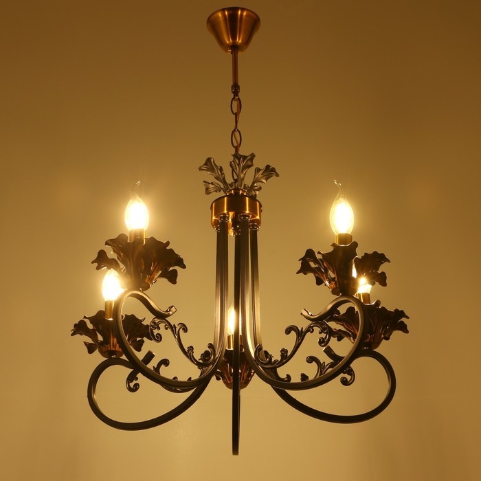 Люстра  Люстра "Мэдфи" 5хЕ14 40Вт черно-золотой 55х70х55 см BayerLux