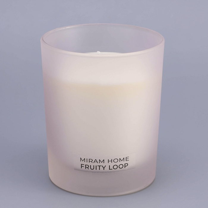 Свеча ароматическая в стакане  Свеча ароматическая в стакане "FRUITY LOOP", клубника, персик, ваниль, 200 г