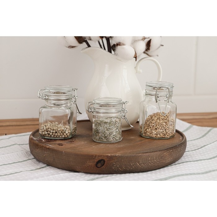 Банка стеклянная для хранения сыпучих продуктов Доляна «Квадрат», 110 мл, 5,5×8 см, с бугельным замком Банка стеклянная для хранения сыпучих продуктов Доляна «Квадрат», 110 мл, 5,5×8 см, с бугельным замком