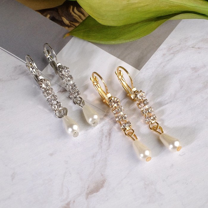 Серьги с жемчугом «Колосок» капля, цвет МИКС Серьги с жемчугом «Колосок» капля, цвет МИКС