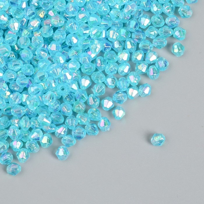 Бусины для творчества пластик "Ромб-кристалл голография голубой" набор 20 гр 0,4х0,4 см