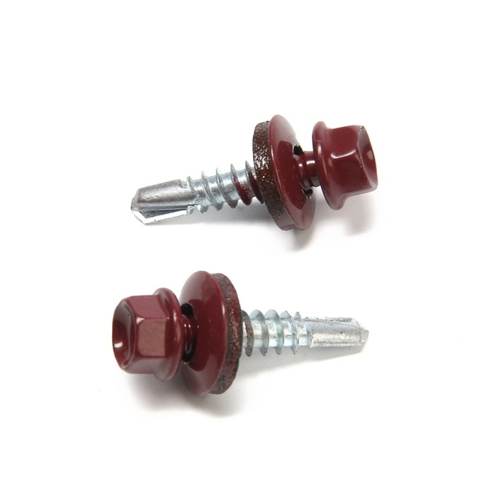 Саморезы кровельные 5,5х25 мм, RAL3005 цвет бордовый, 200 шт. Саморезы кровельные 5,5х25 мм, RAL3005 цвет бордовый, 200 шт.