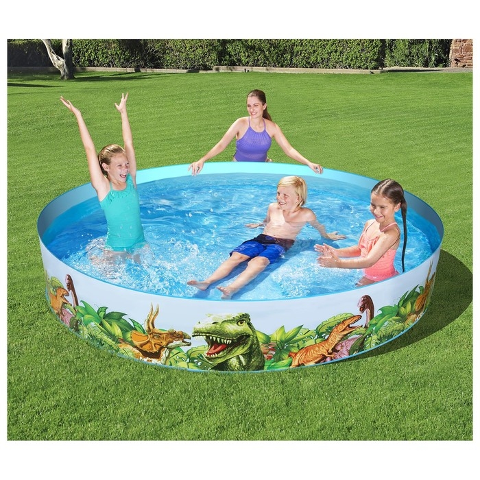 Бассейн Dinosaur Fill'N Fun, жёсткий борт, 244 х 46 см, 55001 Bestway Бассейн Dinosaur Fill'N Fun, жёсткий борт, 244 х 46 см, 55001 Bestway