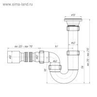 Сифон для мойки "АНИ Пласт" D0110, 1 1/2"х40 мм, прямоточный, с гофрой 40x50 мм