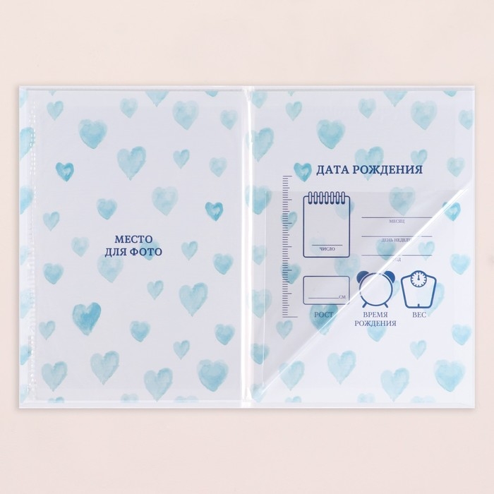 Папка под свидетельство о рождении Папка под свидетельство о рождении "Зайчик" голубой тон, А5