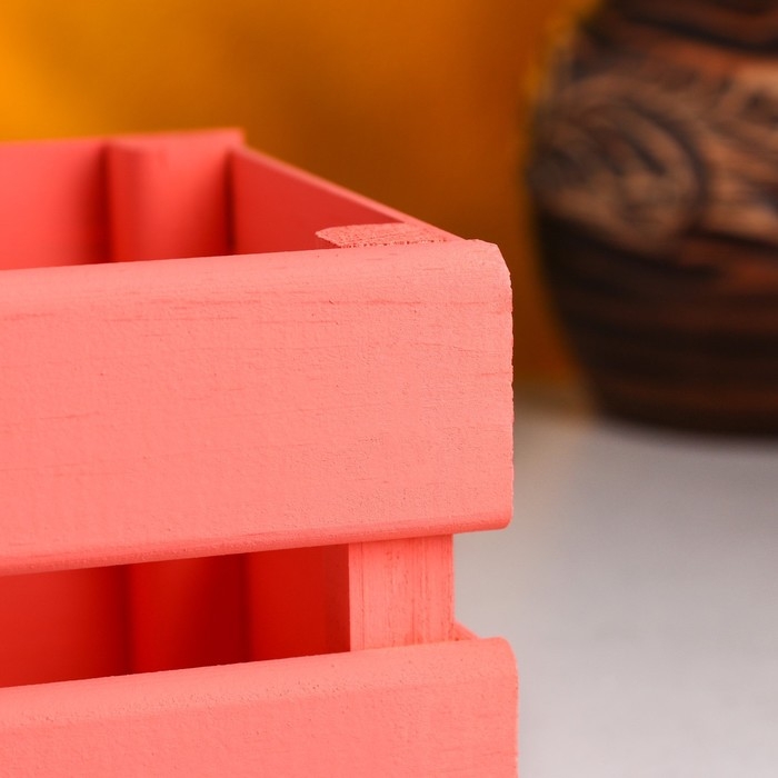 Кашпо деревянное 12×11×9 см  Кашпо деревянное 12×11×9 см "Однушка Лайт", двухреечное, розовый светлый Дарим Красиво