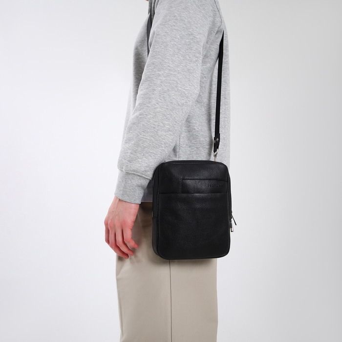 Сумка мужская через плечо TEXTURA, искусственная кожа, цвет чёрный Сумка мужская через плечо TEXTURA, искусственная кожа, цвет чёрный