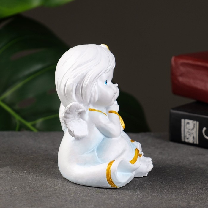 Фигура "Ангел с двумя цветочками в волосах" 7х8х9см