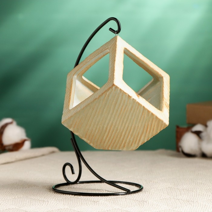 Горшок на подставке "Куб" бежевое, 11х11х12см