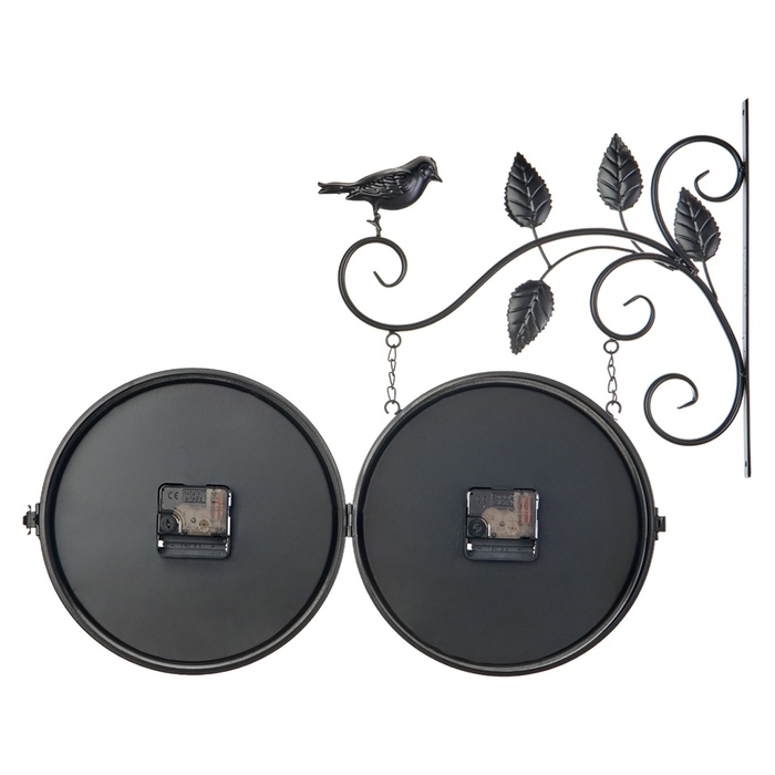 Часы настенные двусторонние, на подвесе Часы настенные двусторонние, на подвесе "Птичка на ветке", циферблат d-22 см, 50х34 см