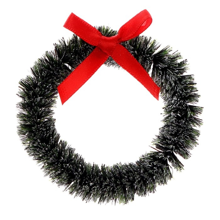 Декор «Новогодний венок с бантиком», набор 3 шт., размер 1 шт. — 6,5 см, цвет тёмно-зелёный Декор «Новогодний венок с бантиком», набор 3 шт., размер 1 шт. — 6,5 см, цвет тёмно-зелёный