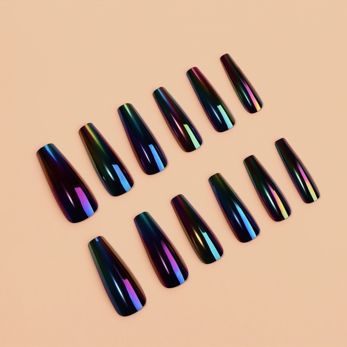 Накладные ногти &laquo;Перламутр&raquo;, 12 шт, с клеевыми пластинами, форма балерина, чёрные