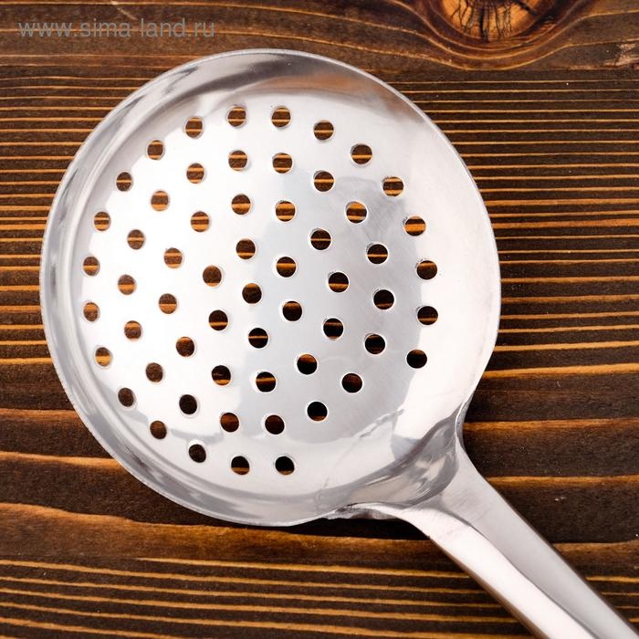 Шумовка для казана узбекская 47см, диаметр 12см, светлая деревянная ручка Шумовка для казана узбекская 47см, диаметр 12см, светлая деревянная ручка