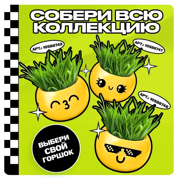 Набор для опытов, для детей «Выращиваем травку», растение в горшочке - эмодзи «Милый» Набор для опытов, для детей «Выращиваем травку», растение в горшочке - эмодзи «Милый»