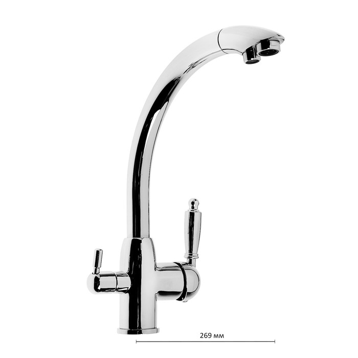 Смеситель для кухни Accoona A5179-7, с выходом для питьевой воды, латунь, хром Смеситель для кухни Accoona A5179-7, с выходом для питьевой воды, латунь, хром