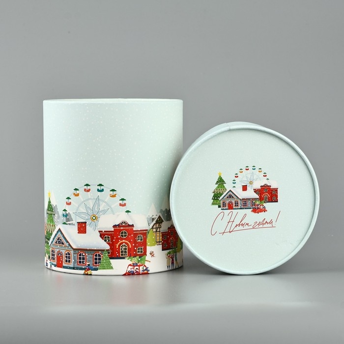 Коробка подарочная круглая «С Новым годом!», 12 х 16 см, Новый год Коробка подарочная круглая «С Новым годом!», 12 х 16 см, Новый год