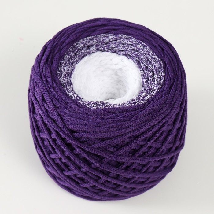 Хлопковый шнур 3 мм 220м/240±5 гр Градиент Хлопковый шнур 3 мм 220м/240±5 гр Градиент "Лето" (баклажан/белый)