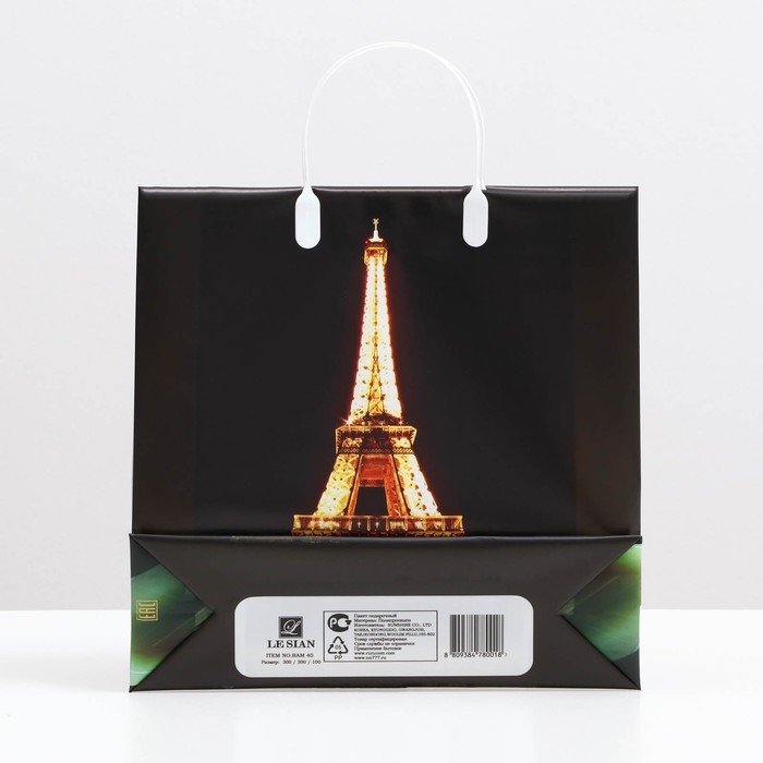 Пакет Пакет "Ночь в Париже", мягкий пластик, 30 x 30 см, 100 мкм