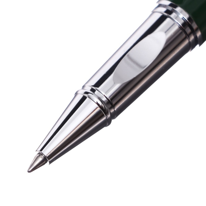 Ручка подарочная роллер в кожзам футляре Классика корпус зеленый/серебро Ручка подарочная роллер в кожзам футляре Классика корпус зеленый/серебро