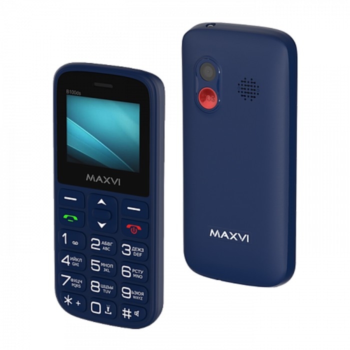 Сотовый телефон Maxvi B100ds, 1.77 Сотовый телефон Maxvi B100ds, 1.77",1.3Мп, microSD, 2sim, FM,SOS, док.станция,1000мАч,синий