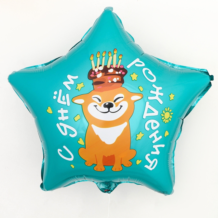 Воздушный шар фольгированный 18 Воздушный шар фольгированный 18" «С днём рождения, собака», звезда