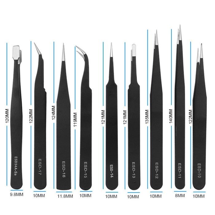 Пинцет для ремонта часов, 9 штук, антистатический Пинцет для ремонта часов, 9 штук, антистатический