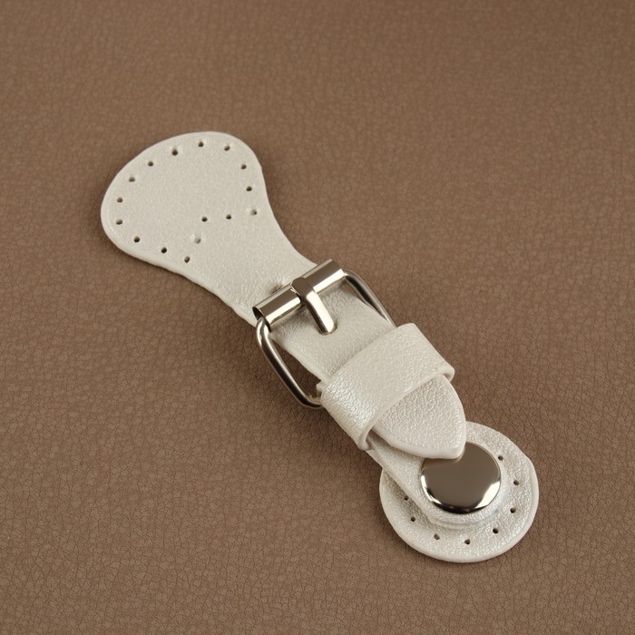 Застёжка для сумки на кнопке, 8 × 3 см, цвет белый Застёжка для сумки на кнопке, 8 × 3 см, цвет белый