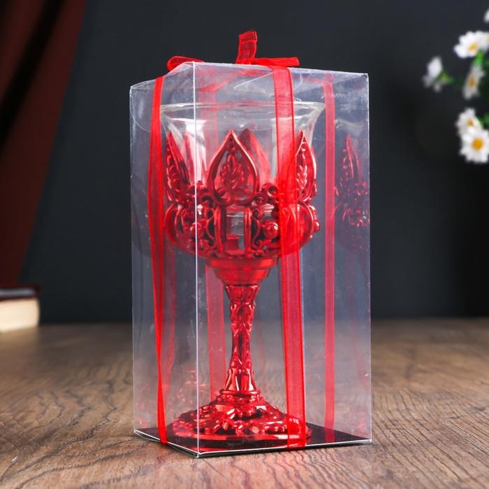 Подсвечник пластик, стекло Подсвечник пластик, стекло "Наслаждение" красный 10,5х6х6 см