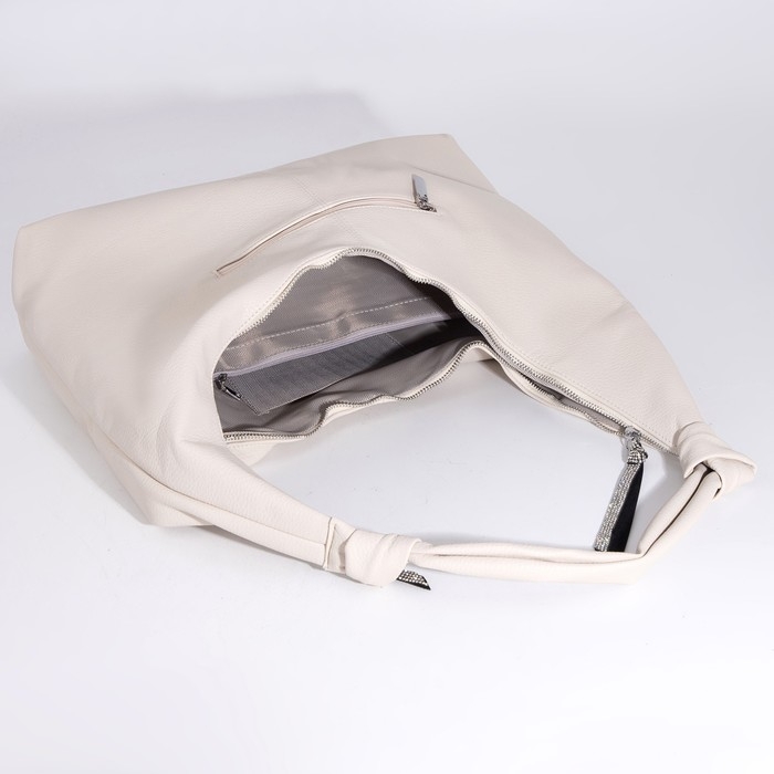 Сумка-хобо на молнии, цвет белый Сумка-хобо на молнии, цвет белый