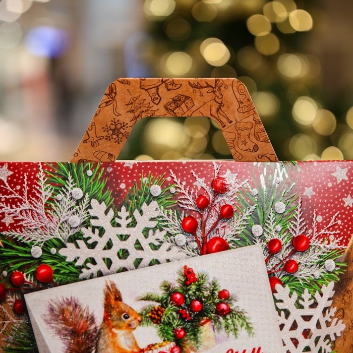 Подарочная коробка Подарочная коробка "Новогодний презент", 19 х 13,5 х 20 см