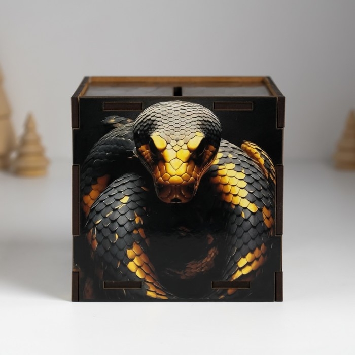 Копилка куб  Копилка куб "Змея. Достигай всех целей" 10х10х10 см