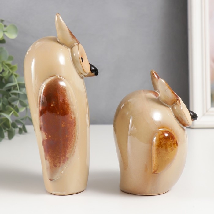 Сувенир керамика Сувенир керамика "Два филина" беж набор 2 шт 11,5х9,5х7,5 18х9х7 см