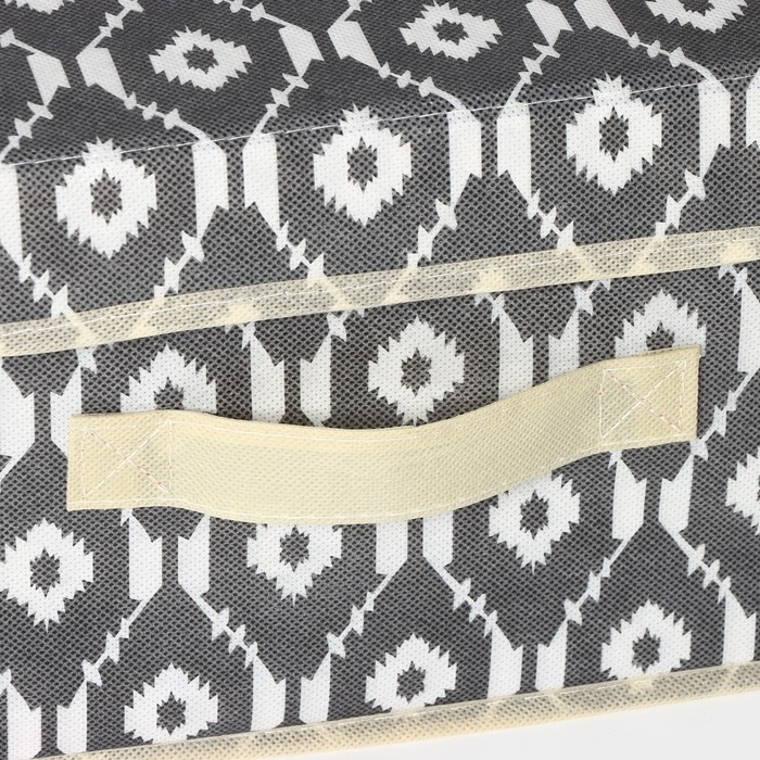 Короб стеллажный для хранения с крышкой Доляна «Ромбы», 26×20×17 см, цвет серый