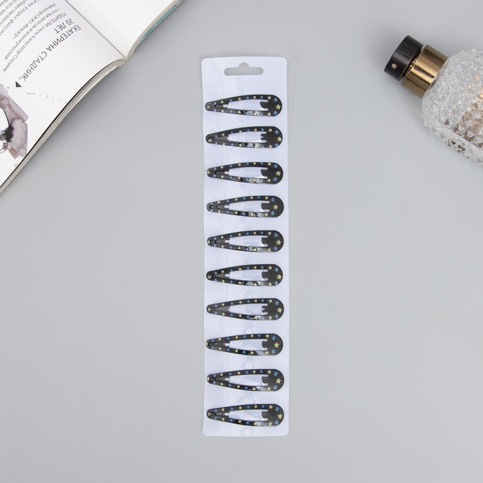 Невидимка для волос  Невидимка для волос "Ночка" (набор 10 шт) чёрно-золотой