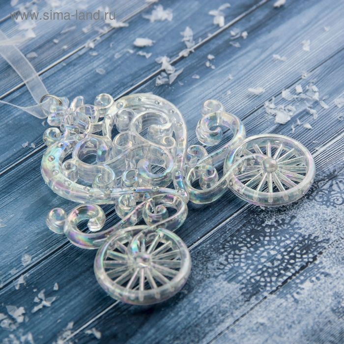 Украшение ёлочное Украшение ёлочное "Карета" перелив 11х11 см, прозрачный перелив