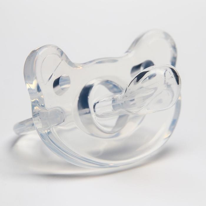 Соска - пустышка цельносиликоновая ортодонтическая «Мишка», от 0 мес., цвет прозрачный